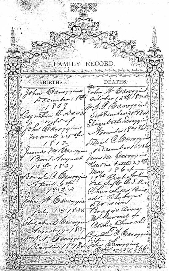 family records page